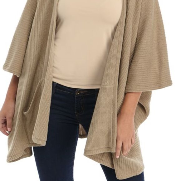 Cejon Rib Knit Topper Shrug With Pocket ONE SIZE - Picture 2 of 6